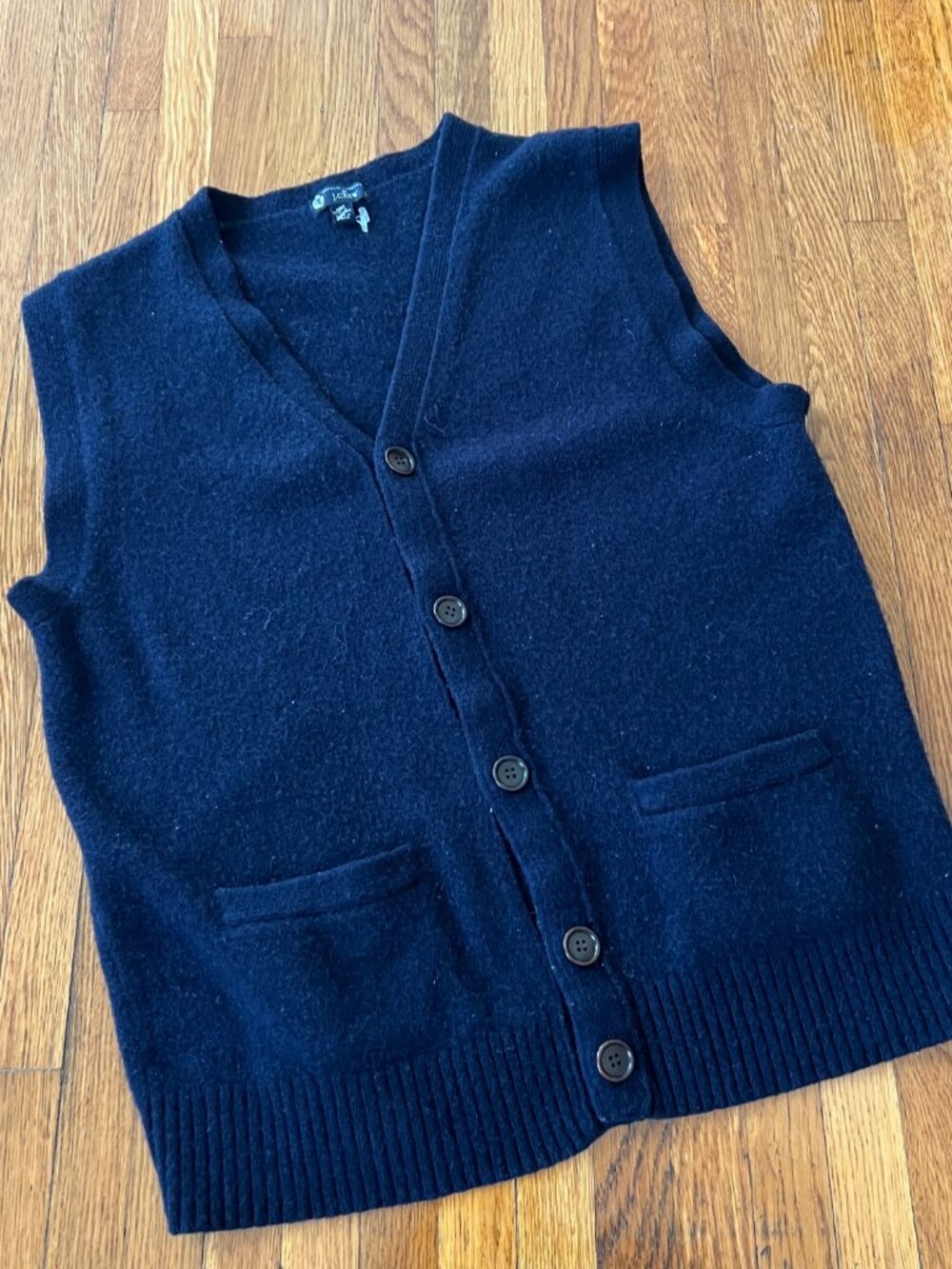 J. Crew Premium 100% Lambswool Navy Blue Sweater Vest - Men's Medium/Small